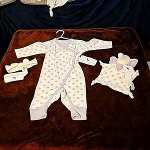 Under the Nile 3pc outfit Sleeper outfit, headband, and elephant lovey toy baby
